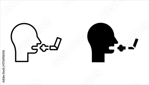 Asthma inhaler vector icons. Lung medical inhalers icon set on white background