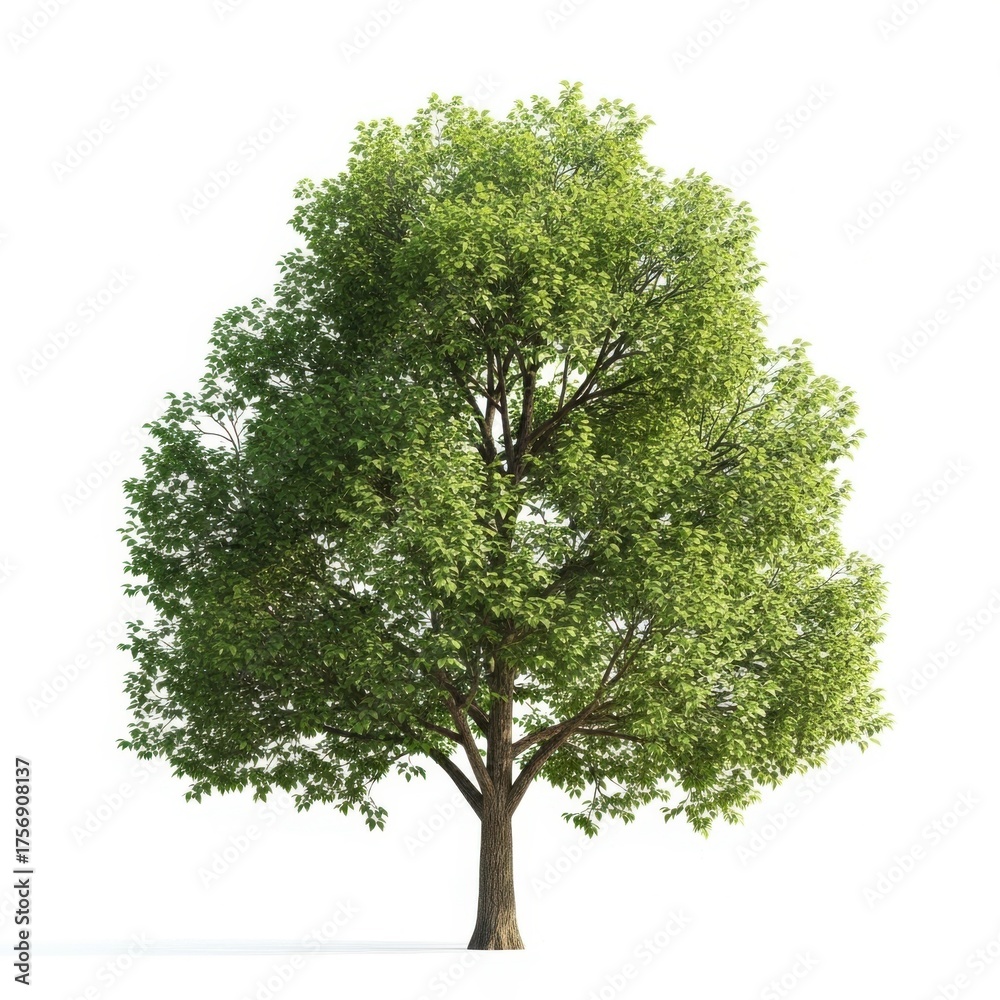 Obraz premium A lush green deciduous tree standing tall against a white background