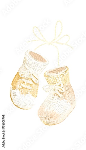 Sweet knitted baby booties a gentle design perfect for heartwarming greeting cards and marketing visuals