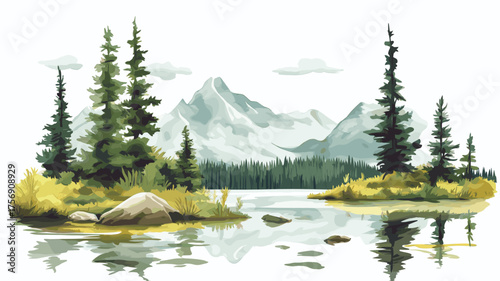 Nahanni National Park Reserve. Nahanni National Park Reserve hand drawn watercolor illustration