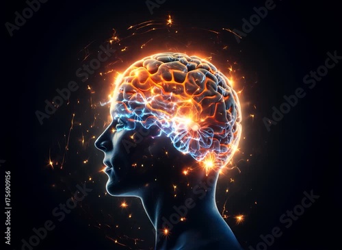 the human head with a brain