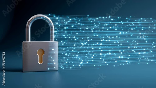 Wallpaper Mural A padlock glowing on a digital technology background, symbolizing the safety of information and online data protection, and safe online communication. Torontodigital.ca