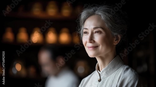 Close-up of Smiling Eastern Woman Showing Traditional Culture