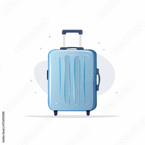 Illustrated depiction of a vibrant blue travel suitcase against a minimalist backdrop
