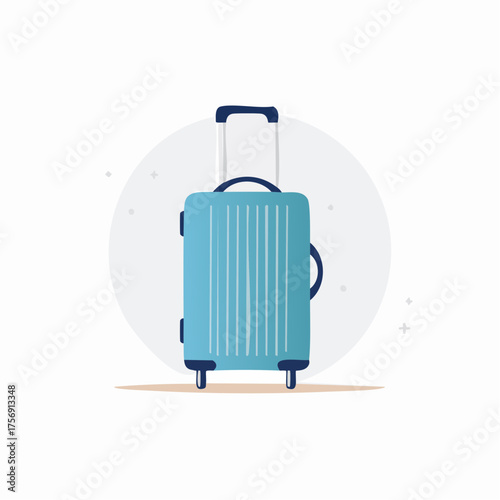 Illustration of a Modern Blue Suitcase on a White Background for Travel Purposes