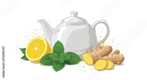 A refreshing hot tea made with lemon ginger and mint is a perfect combination for a healthy beverage.