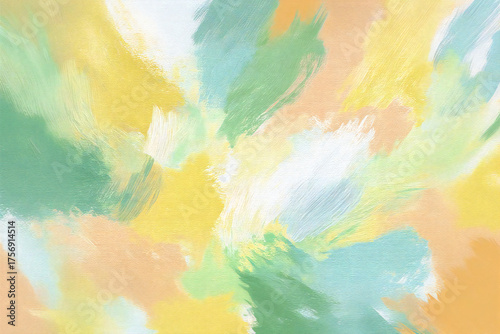 パステルカラーの抽象画、ソフトな筆跡と春の色合いの背景