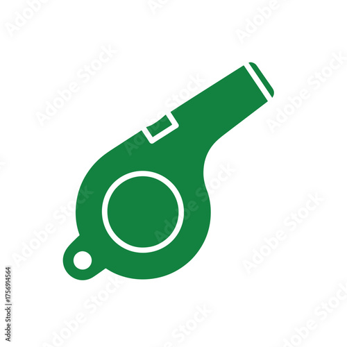 Green whistle icon with white circle and rectangle detail symbol