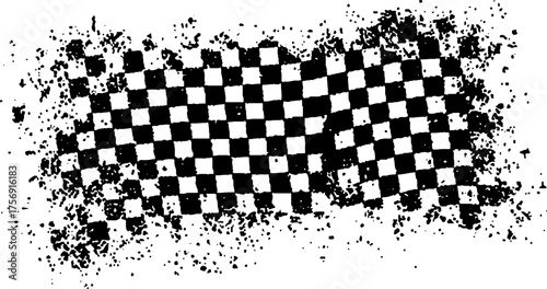 Monochrome vintage racing flag background with classic checkered pattern for automotive design