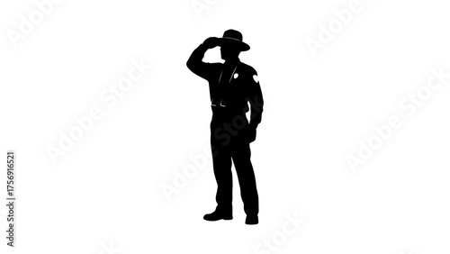 Police officer saluting with transparent background