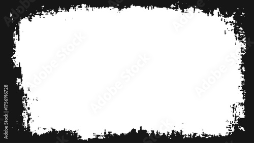 Dirty grunge Frame background. The monochrome texture is old. Vintage worn pattern. Abstract dirty or aging frame. Dust particle and dust grain texture on white background, 