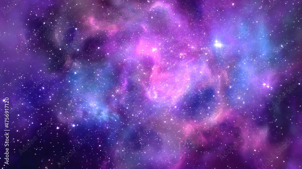 Fototapeta premium Cosmic nebula bursts with vibrant color a breathtaking view of distant sparkling stars