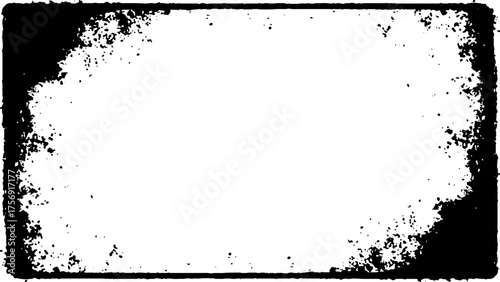 Dirty grunge Frame background. The monochrome texture is old. Vintage worn pattern. Abstract dirty or aging frame. Dust particle and dust grain texture on white background, 