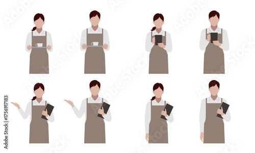 カフェ店員　ポーズ　セット