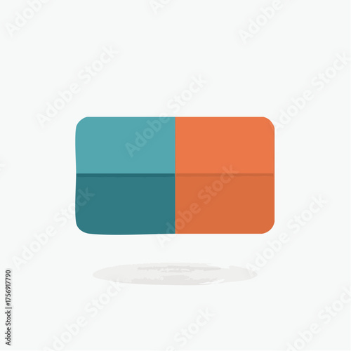 Simple geometric shape featuring vibrant colors and a subtle shadow effect with square divisions