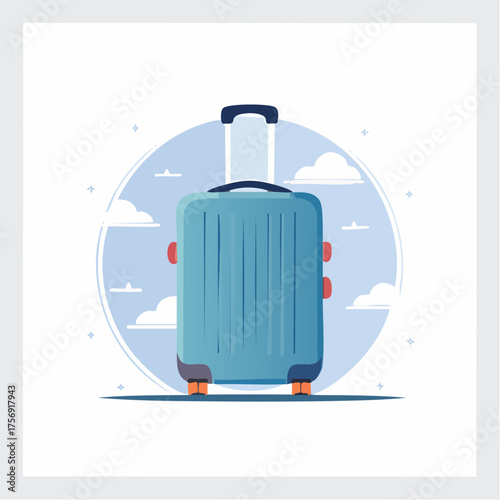Stylish Blue Suitcase Illustration Depicting Travel, Journey, Vacation, and Exploration