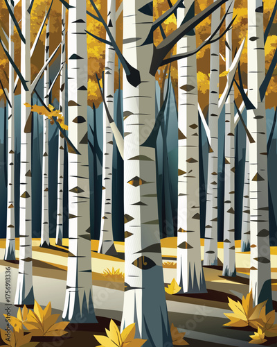 Aspen Tree Trunk Cluster - Fishlake National Forest Vector