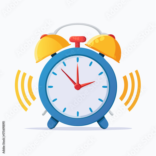 Vibrant Illustrated Alarm Clock Symbolizing Time's Passage and Morning Awakening
