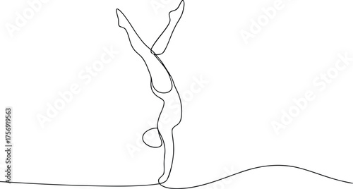 One line drawing of a gymnast performing a handstand
