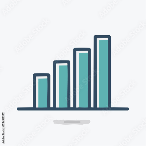 Visual representation of increasing values in a stylized bar graph on a white backdrop
