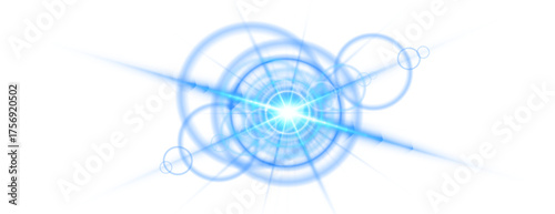 Blue highlight PNG with luminous sparkle and glowing lines. Radiant flares illuminate the composition. Perfect for abstract visuals, festive designs, or neon light scenes.