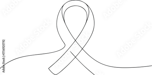 Black outline of a awareness ribbon on white symbol