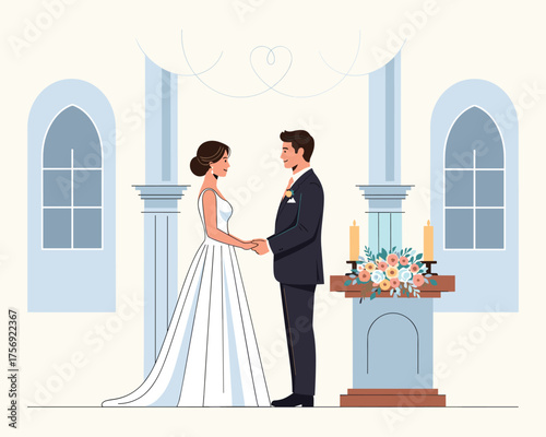 Wedding Ceremony Moment: A tender moment captured as a couple exchange vows, their eyes locked, in a beautiful venue adorned with soft candlelight and delicate floral arrangements.