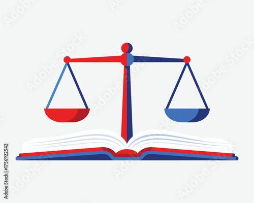 The Law and Justice: Conceptual illustration, capturing the essence of the legal system and ethical principles, with scales and an open book.