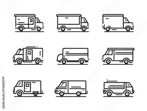 Delivery Van Line Art Simple Minimal Design