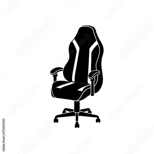 Illustration of a gaming chair on transparent background silhouette