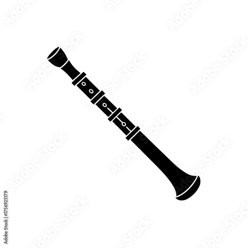 Silhouette of a woodwind instrument on transparent background