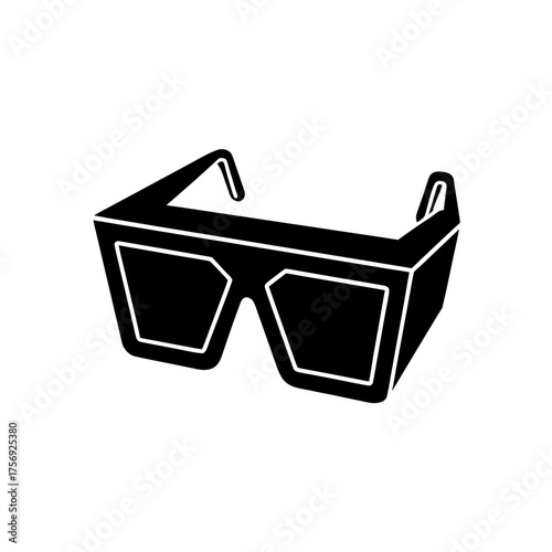 Illustration of black 3d glasses on transparent background silhouette