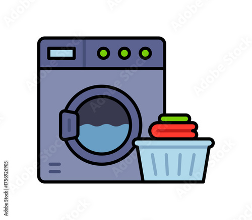 Vector Laundry Flat Design Illustration