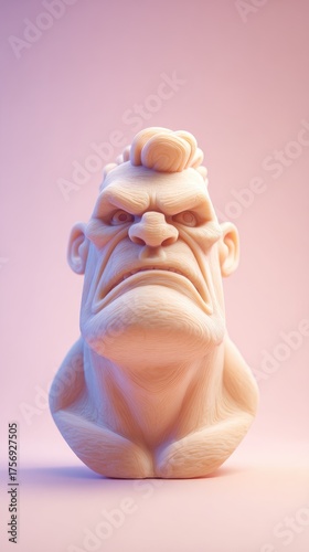 Stylized Sculpture of a Grumpy Face with a Mohawk.
