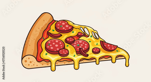Delicious pepperoni pizza slice with melted cheese ready for your menu design or social media promotion for mouthwatering craving concept
