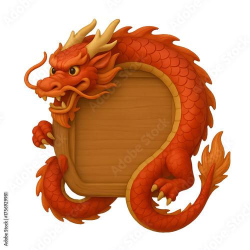 wooden 3d frame with dragon