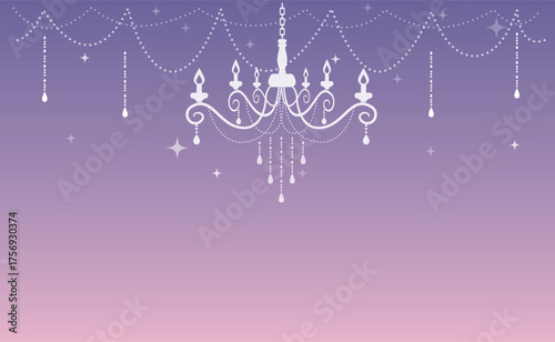 夢かわカラーの美しいシャンデリア背景素材