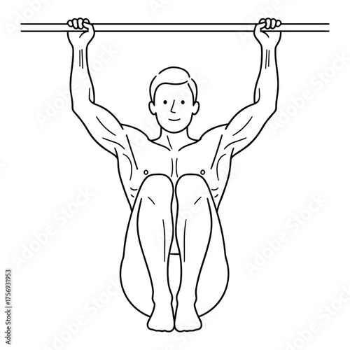 Man doing pull-up exercise against white background