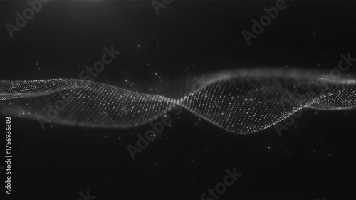 Animated abstract background made of wavy particles