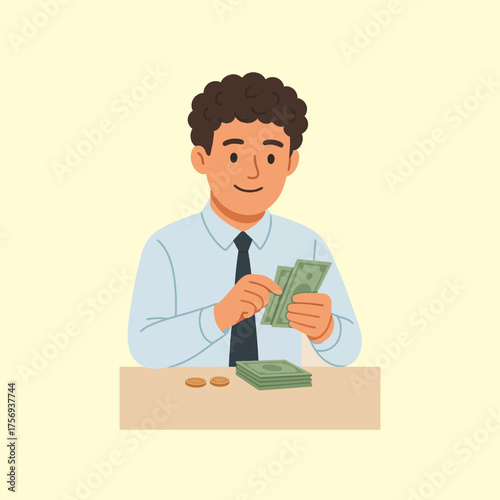 Illustration of a cheerful chef cooking food in a frying pan.