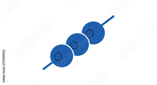 Three blueberries skewered together on a stick.