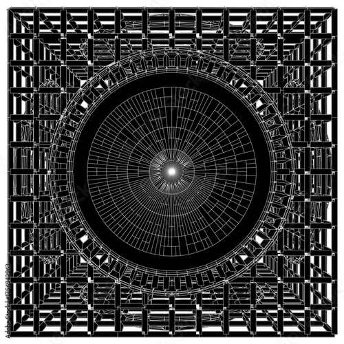 Cage Structure Construction Vector. Futuristic Cage Silhouette. Illustration Isolated On White Background. 