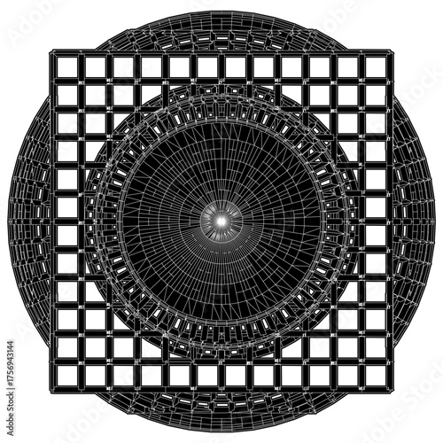 Cage Structure Construction Vector. Futuristic Cage Silhouette. Illustration Isolated On White Background. 