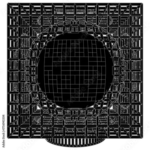 Cage Structure Construction Vector. Futuristic Cage Silhouette. Illustration Isolated On White Background. 