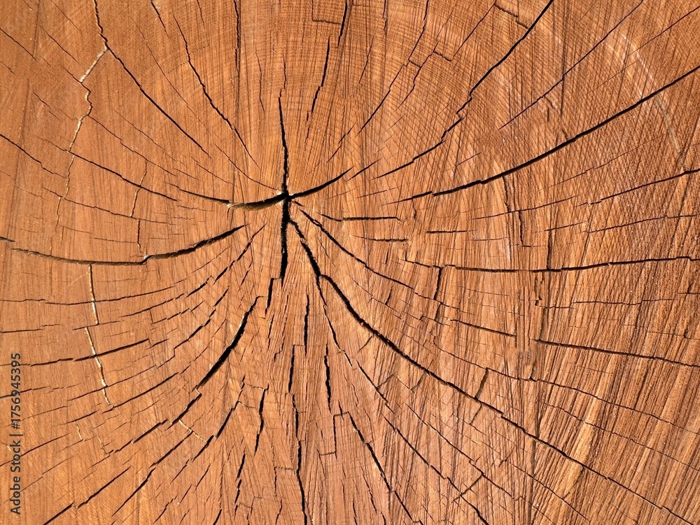 Fototapeta premium Close up view of wooden texture, stump cut