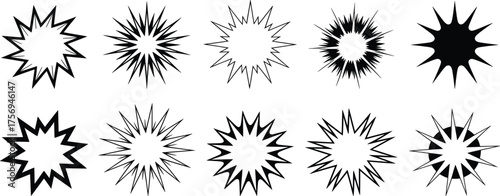 Explosion Starburst Vector Icons Set.