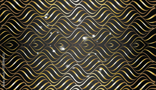 gold seamless pattern on black background