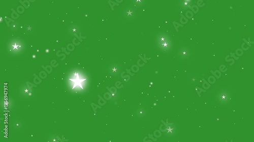 falling stars loop animated on green screen background.