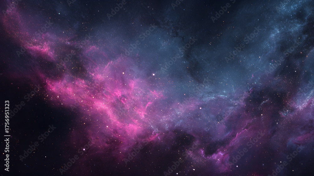 Naklejka premium Colorful nebulae and countless stars illuminate deep space.