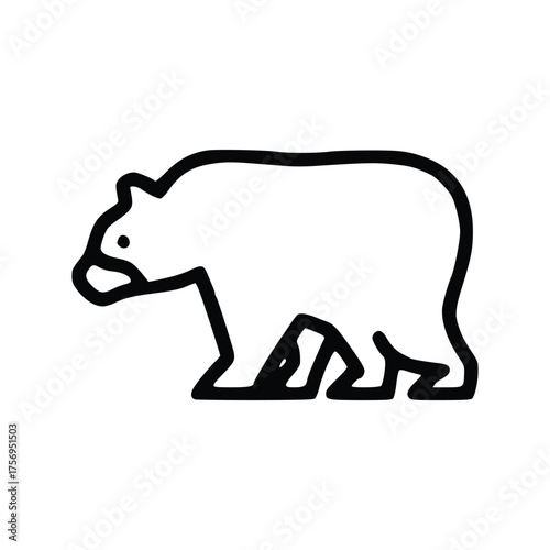 A simple black outline of a bear is centere. line icon editable stroke